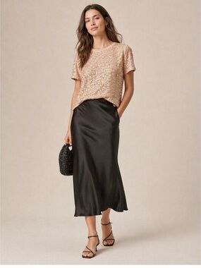 J. Crew Sequin Short Sleeve Tee in Blush Gold small